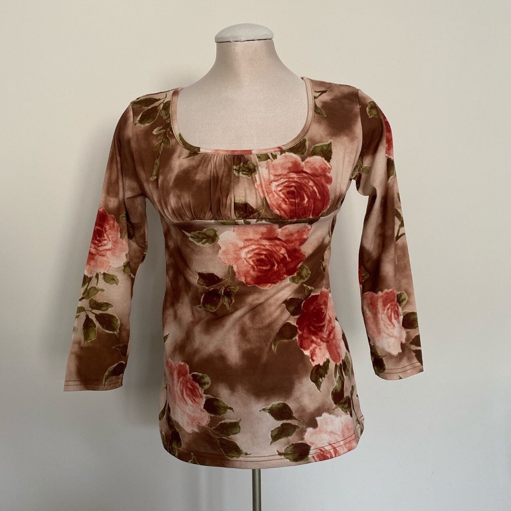Floral square neck top
